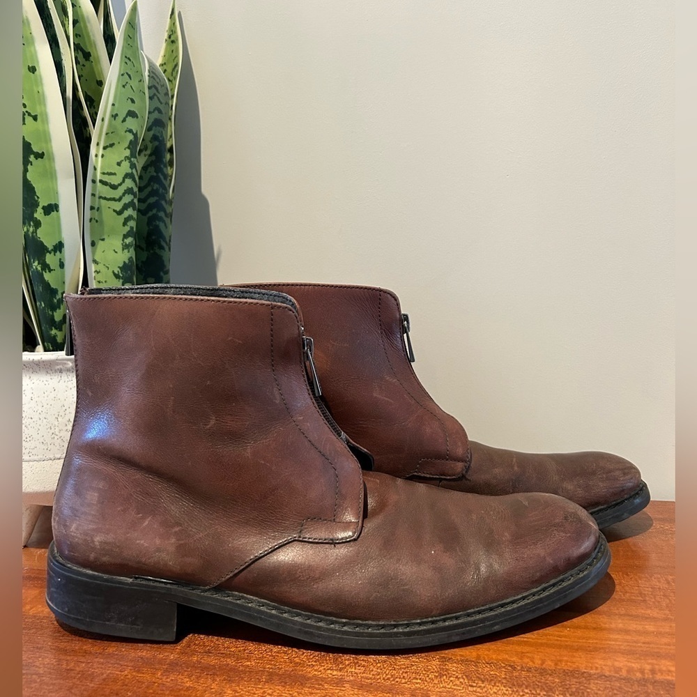 ROCKadelic Leather men's brown boots with zippers, size 9 M